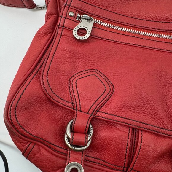 Marc by Marc Jacobs Red Pebbled Leather Crossbody Shoulder Bag Satchel Purse - Picture 2 of 7